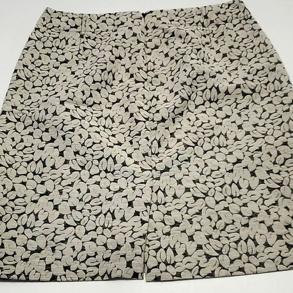 J. Crew Grayish Leaves Botanical Casual Career Pencil Mini Skirt 8