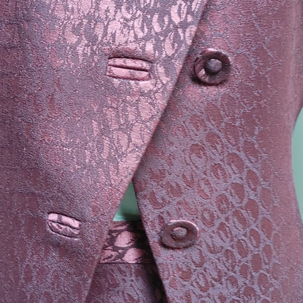 Wool & Silk Brocade Albert Nipon Petite Suit in Burgundy