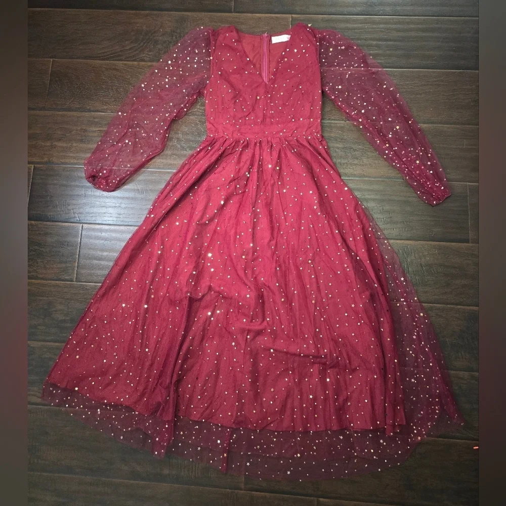 NWT JJs House Womens Sparkle Star Red Special Occasion Cocktail Dress Small