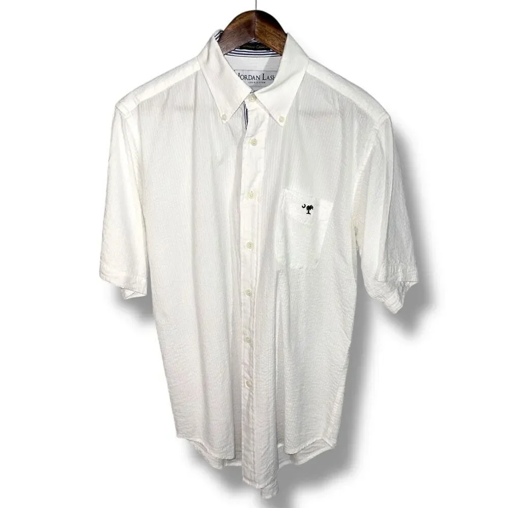 White Jordan Lash Summer Cotton Seersucker S/S Button Down Size M