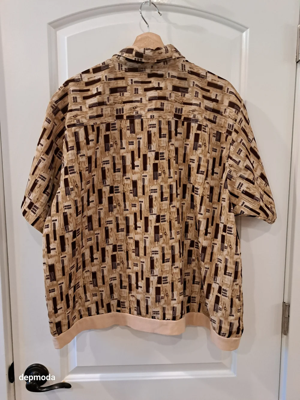 Gold Coast Habanas mens  Short-Sleeve Button-Down Shirt in Beige & Brown size Xl