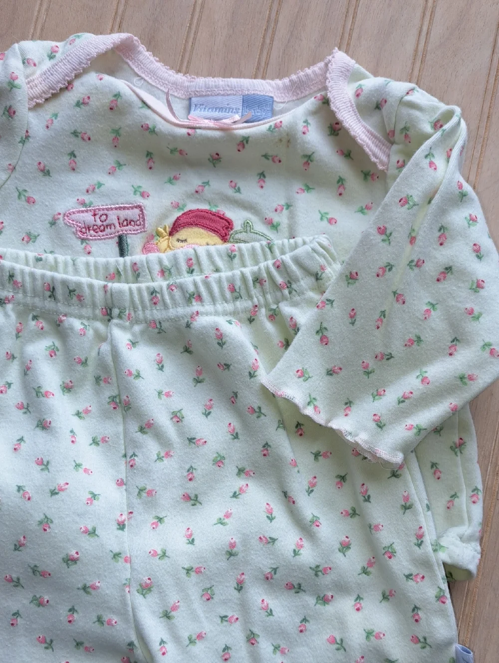Precious Moments Cotton Baby Floral Footed Pajama Set Rose Garden Shabby Chic