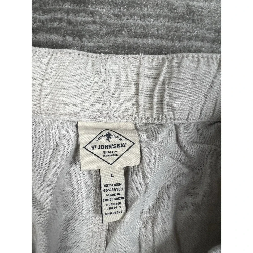 St Johns Bay Pants Womens‎ Large Beige Linen Blend Jogger Drawstring