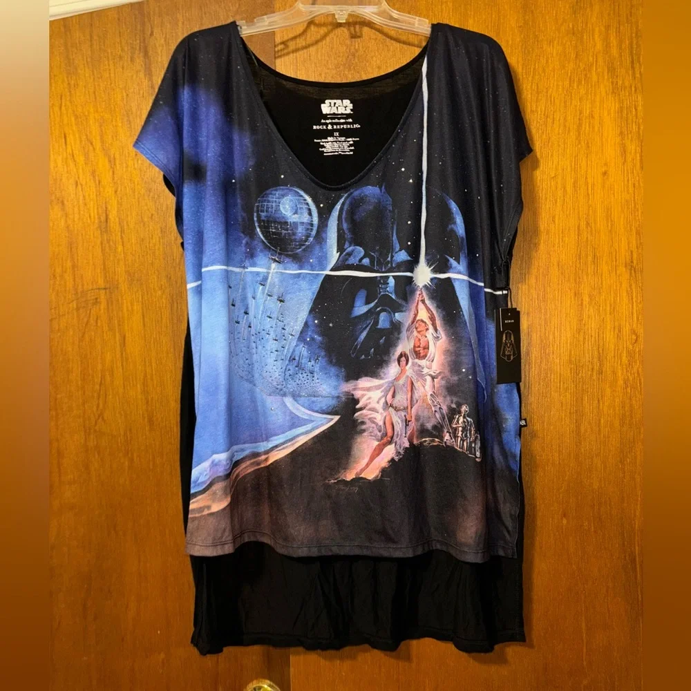 🐠 NWT ROCK&REPUBLIC Star Wars shirt size 1X