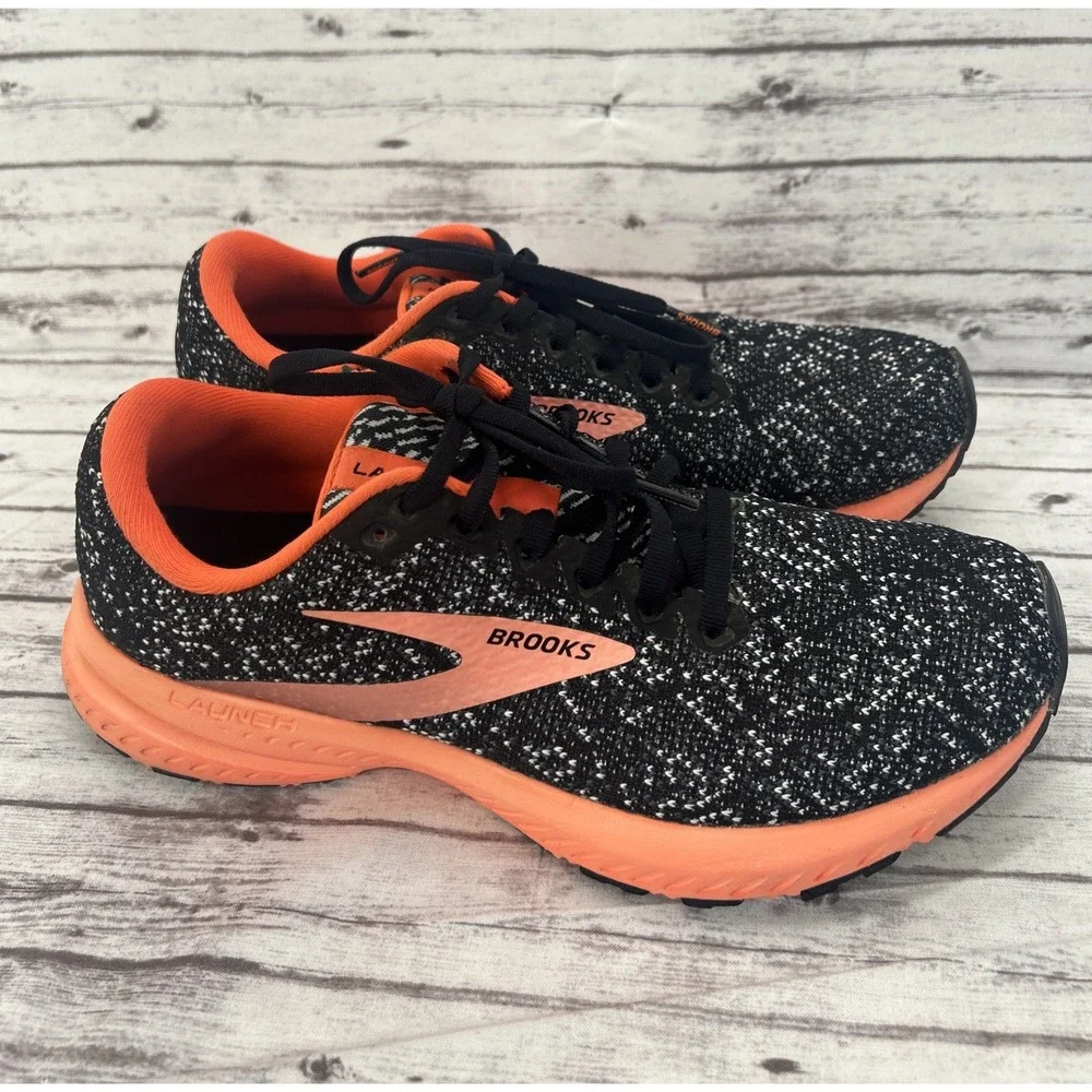 Brooks Launch 7 Shoes Womens Size 9 Black Coral Running Sneakers 1203221B079