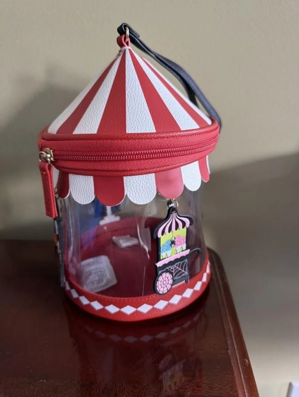 Bath Body Works Halloween Carousel Circus Tent Wristlet Cosmetic Bag Decor NEW