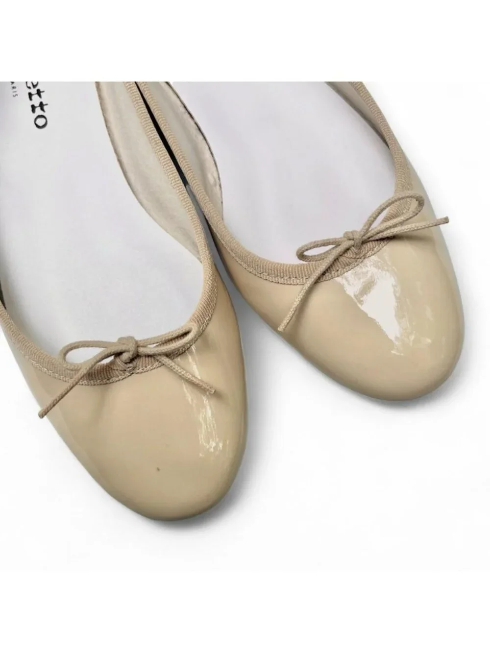 Repetto Cendrillon Patent Leather Ballet Flats in “Sand” - Size 38 EU/Size 7 US