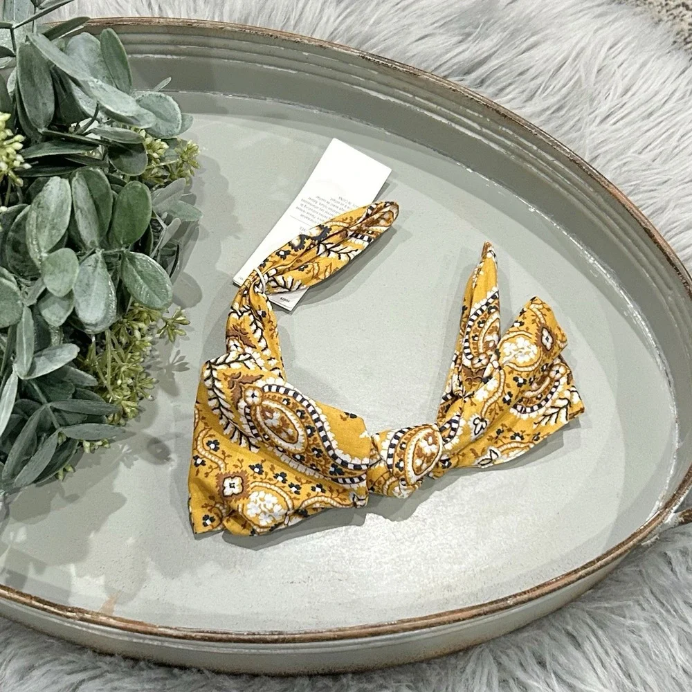Janie and Jack Toddler Girls Mustard Floral‎ Headband with Bow NEW One Size