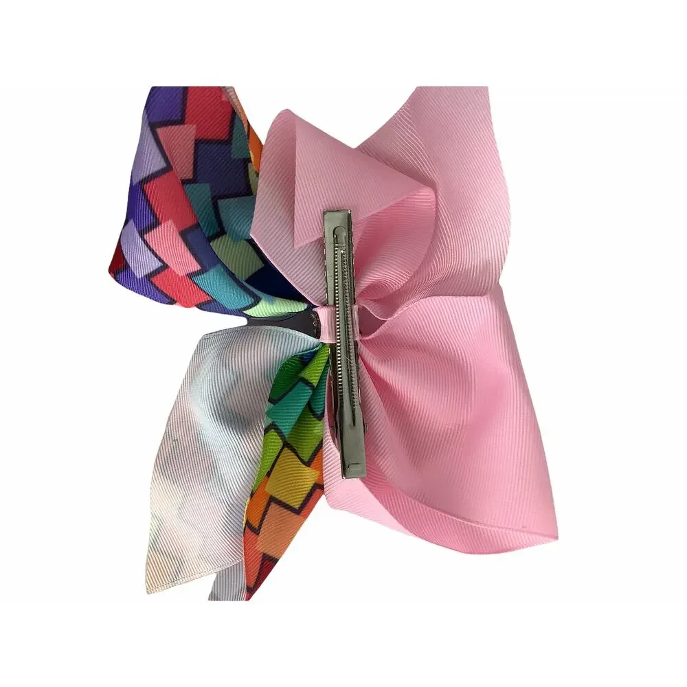 Lot of 3 Multicolored Hair Bows & Unicorn Hair Tie