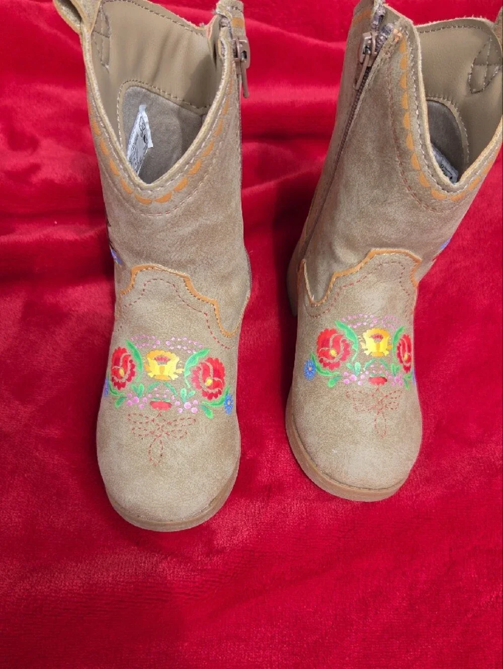 Spirit Tan Kids Floral Embroidered Western Boots