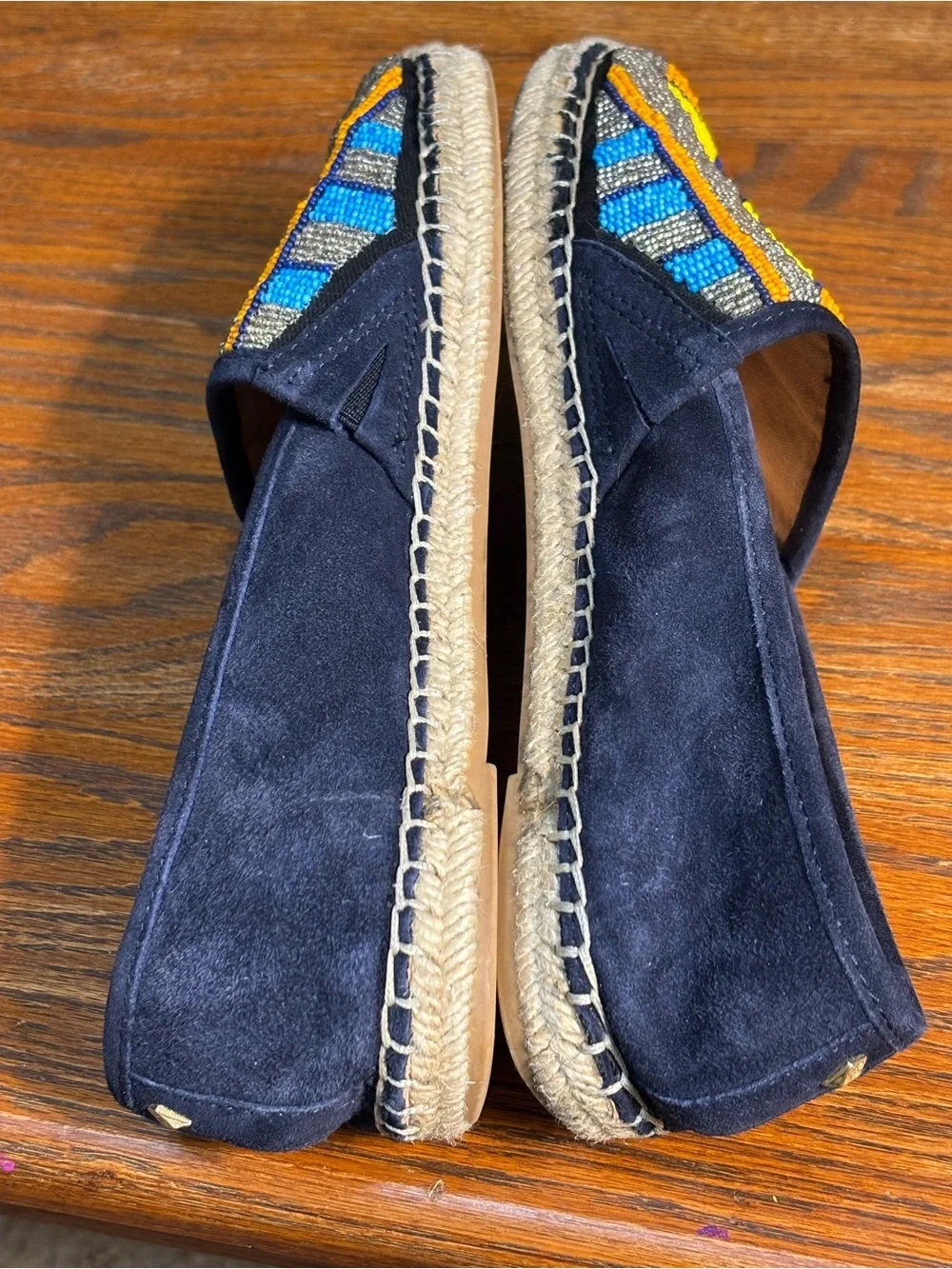 Sam Edelman Maris Beaded Espadrilles with Blue Suede Backs. Woman’s Size 8.5