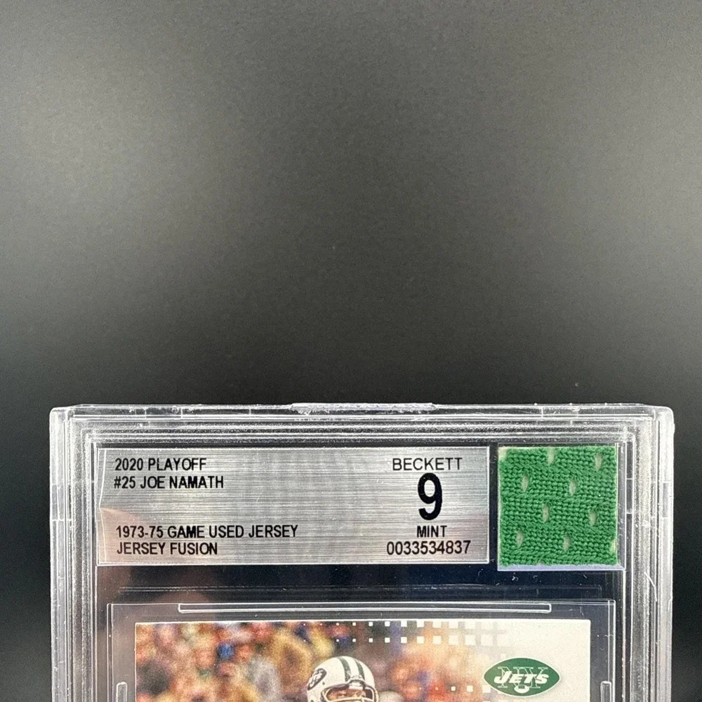 2020‎ Panini Playoff Joe Namath #25 Jersey Fusion BGS 9 Mint 1973-75 Game Used