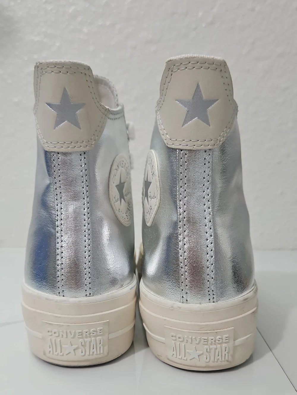 Converse Chuck Taylor All Star Lift Platform Metallic Silver High Tops