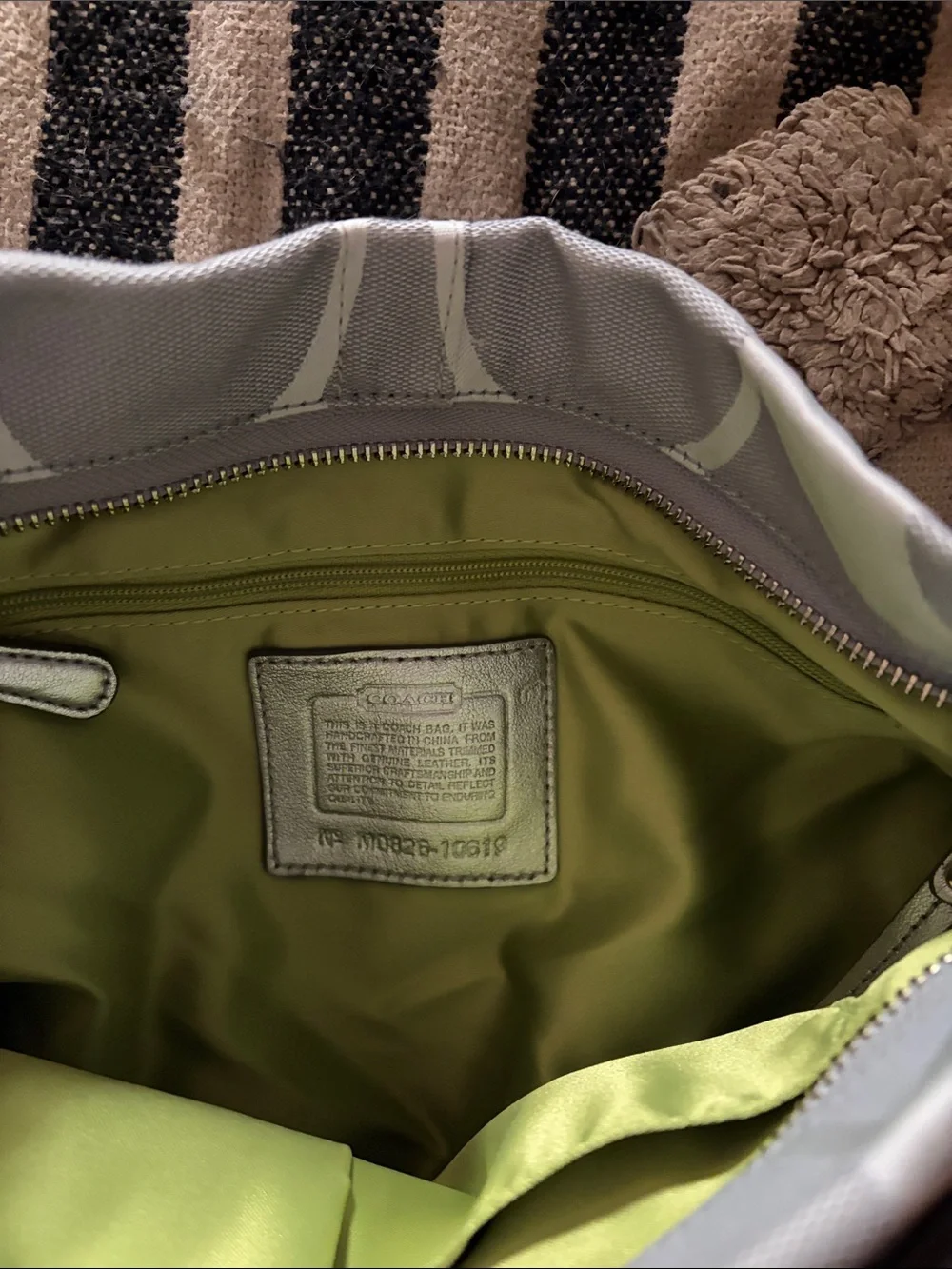 Coach Silver Signature Canvas Hobo with Metallic Trim NWT