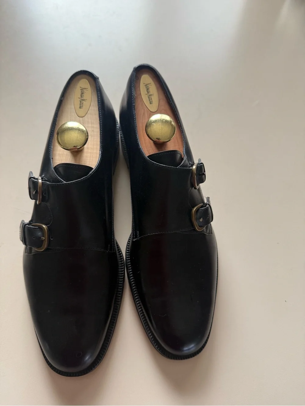 Salvatore Ferragamo Black Double Monk Strap Leather Shoes