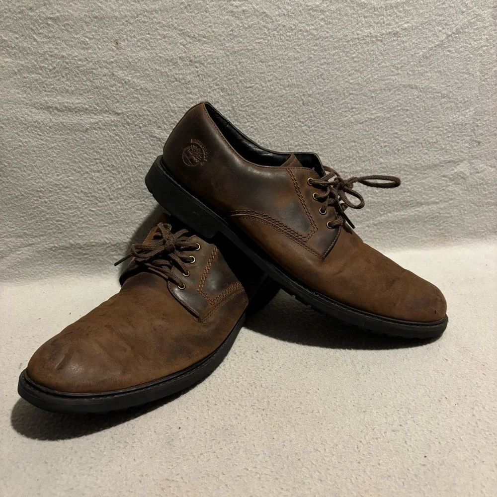 Timberland Men's Premium Leather Waterproof Oxford Shoes Size 12M Brown