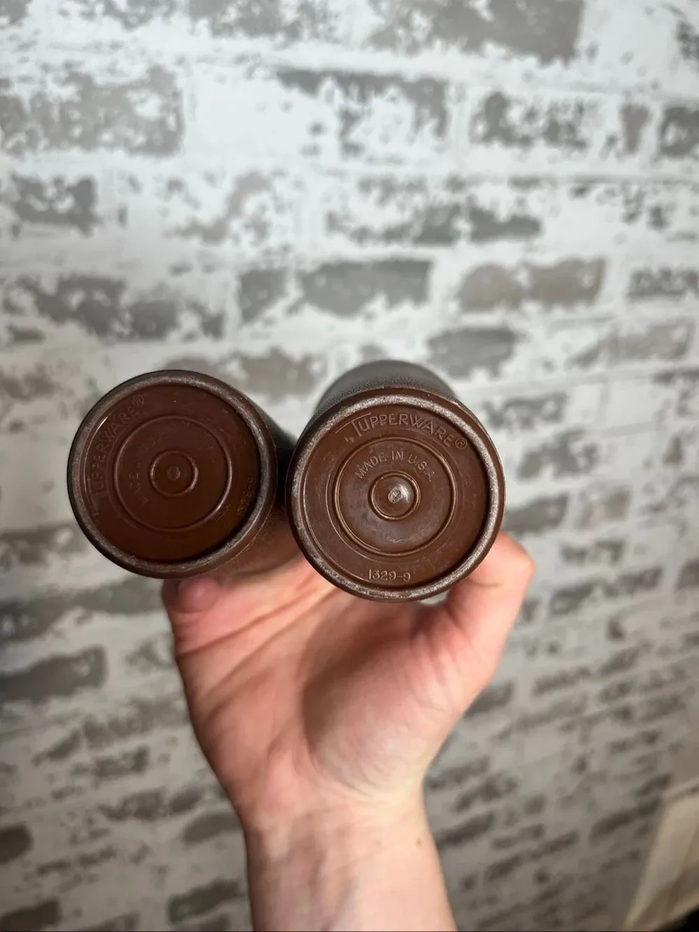Tupperware | brown salt and pepper shaker set