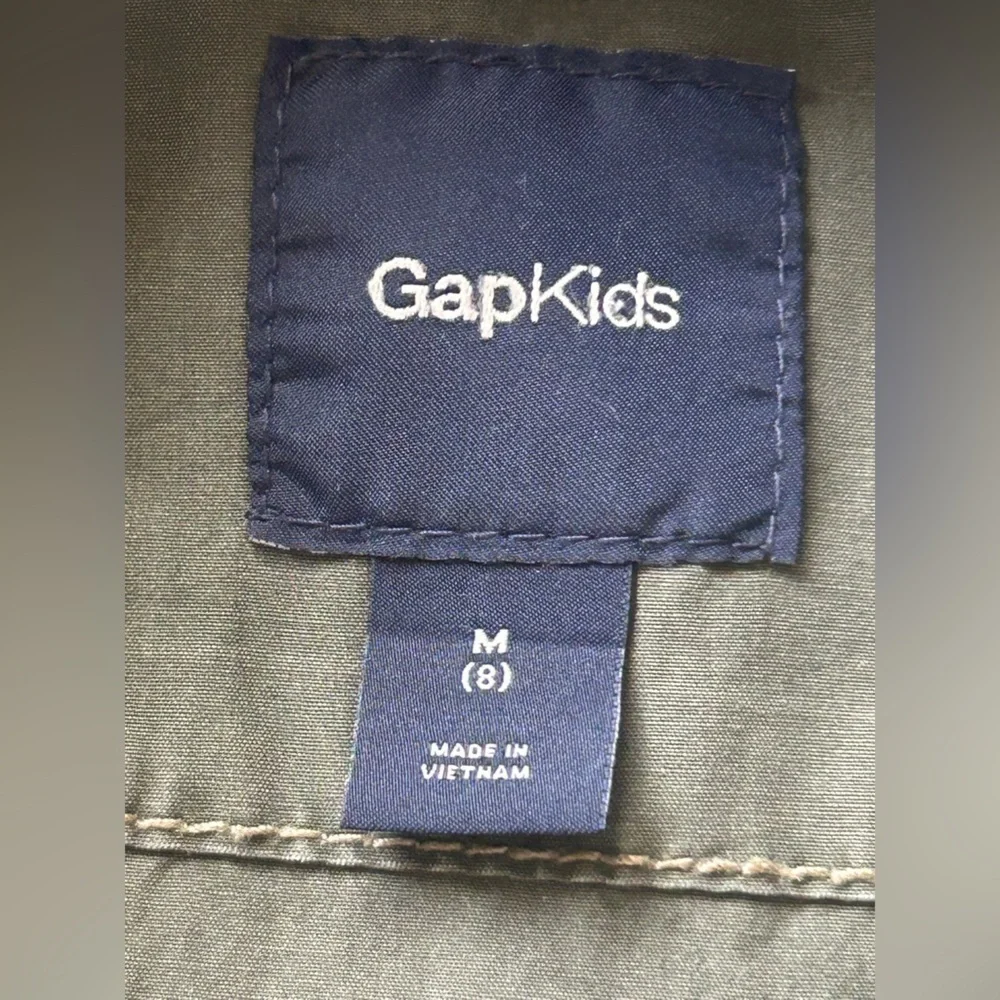 Gap Kids Olive Green Utility Jacket Military Field Jacket Button Zip Girls M 8