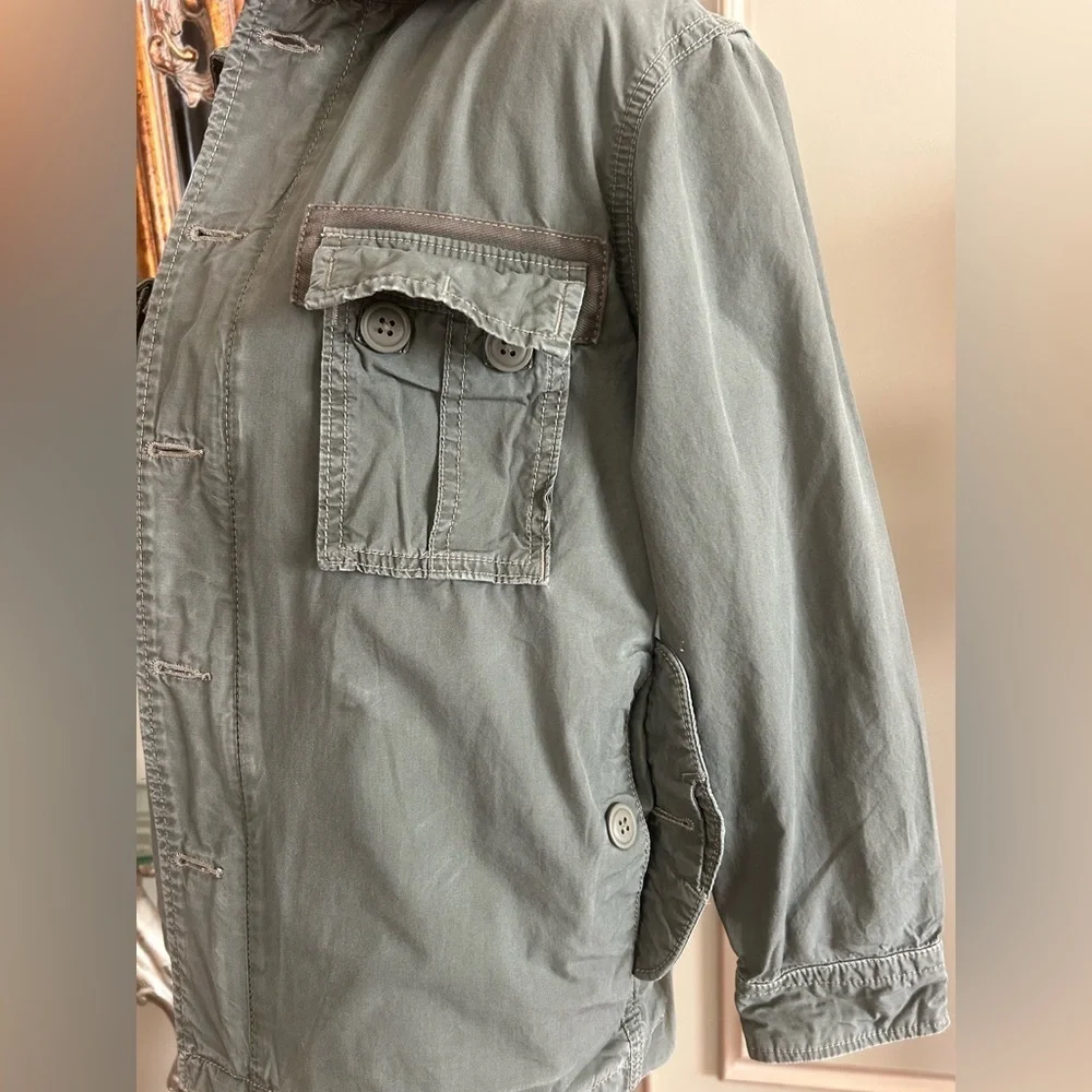Gap Kids Olive Green Utility Jacket Military Field Jacket Button Zip Girls M 8