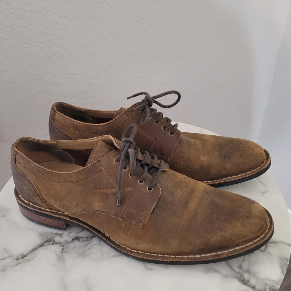 Cole Haan Men's Brown Leather Dress Shoes 11.5 Lace Up Almond Toe