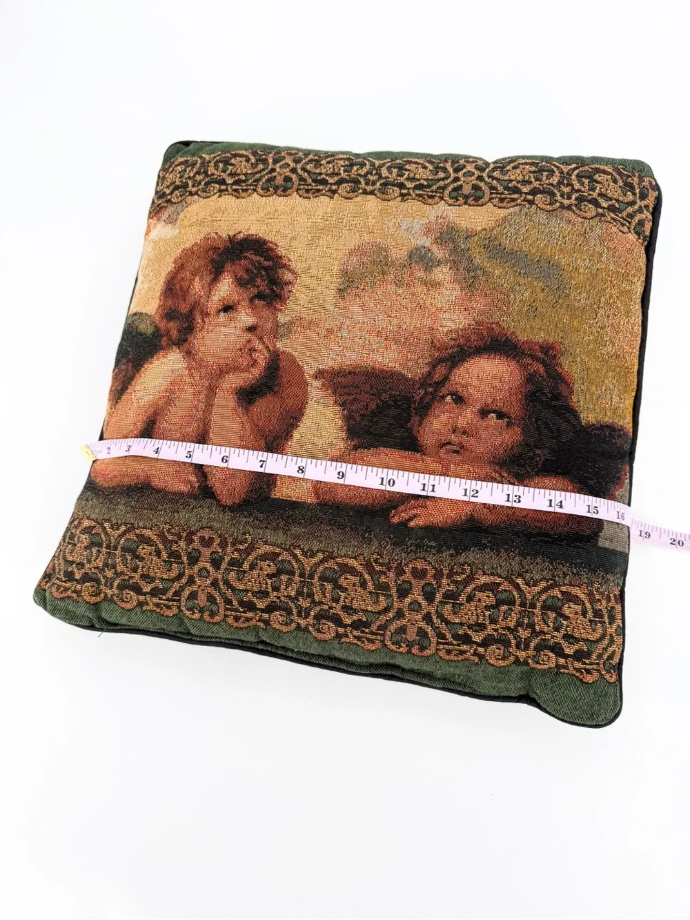 Vintage Raphael Cherubs Tapestry Throw Pillow Renaissance Angels