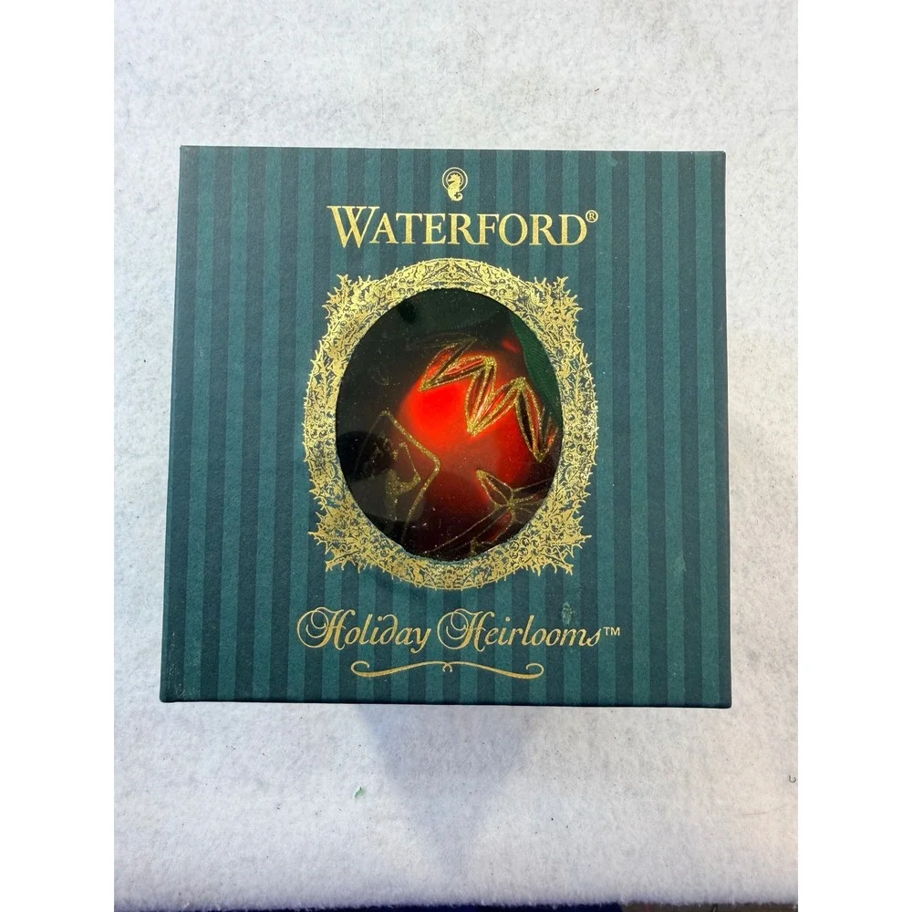 Waterford Holiday Heirlooms PGA Tour Ball Glass Ornament Red Gold Limited Series
