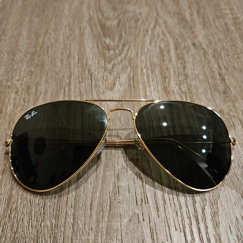 Ray-Ban RB3026 Aviator Large Metal II Sunglasses 62mm Gold Dark Lens Italy