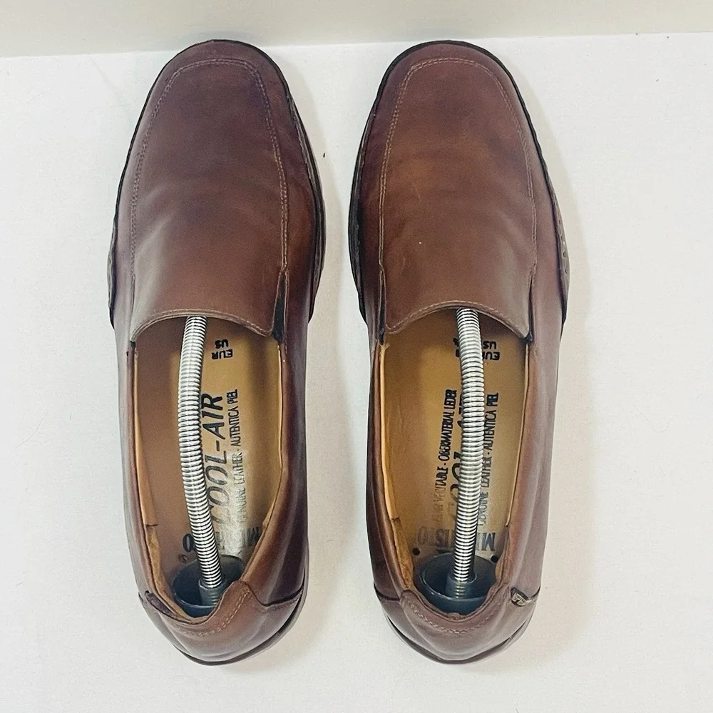 Mephisto Edlef Loafers Brown Leather Cool Air Slip On‎ Moccasin Mens 9.5