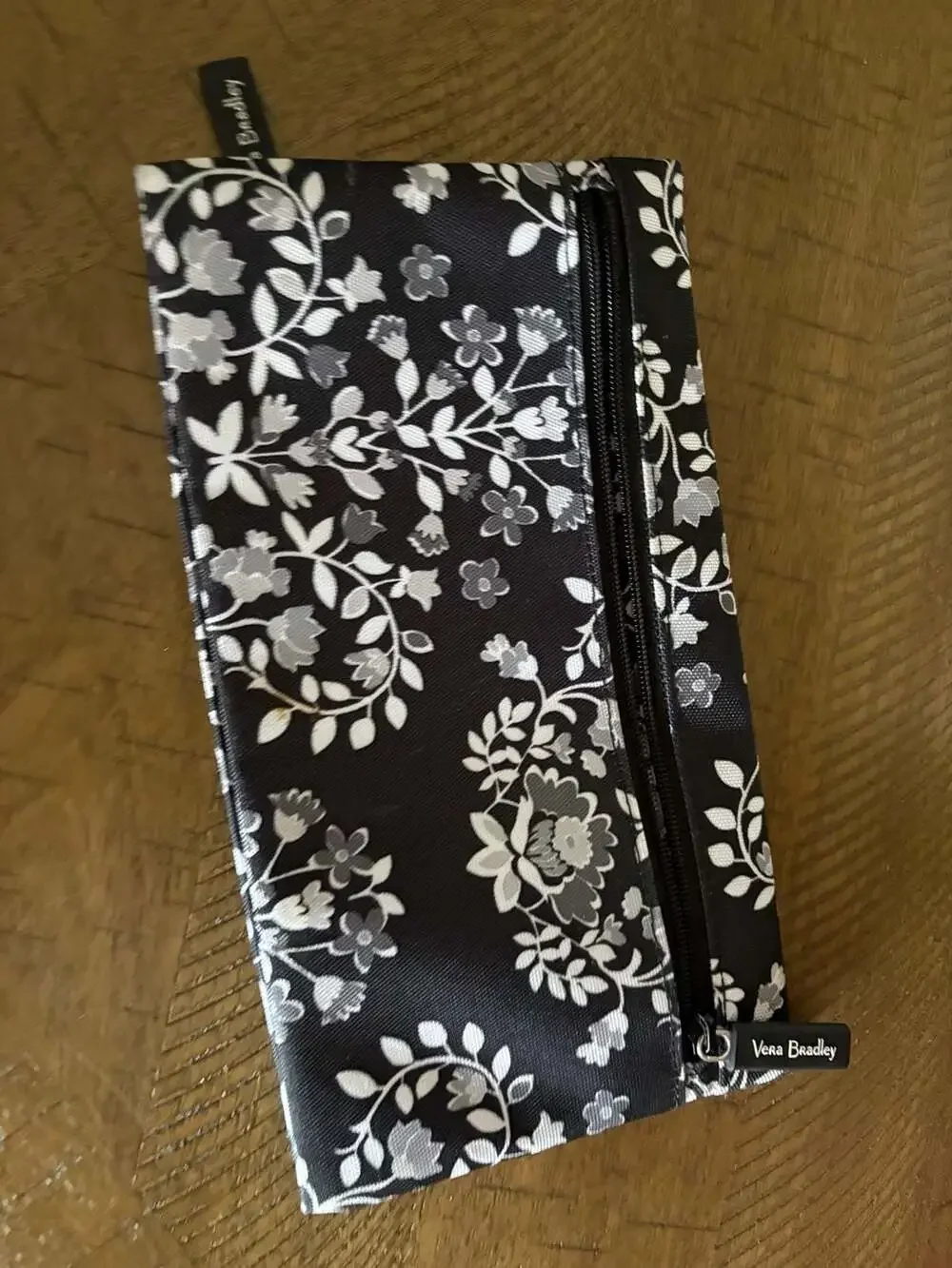 Vera Bradley Black and White Floral Zippered Pouch Case