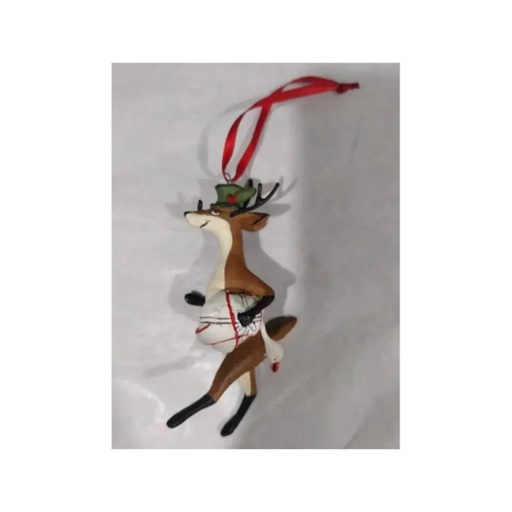 2005‎ Department 56 Reindeer Carrying a Goose Tree Ornament, In Original Box