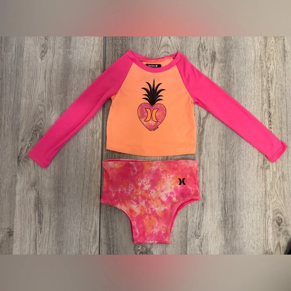 Hurley Kids Pink and Orange Swim Set