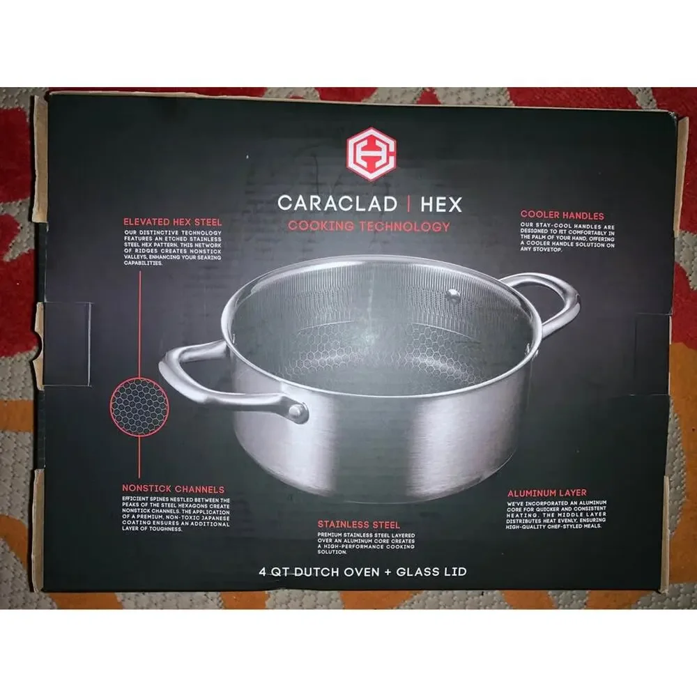 Caraclad Hex 4 QT Dutch Oven + Glass Lid
