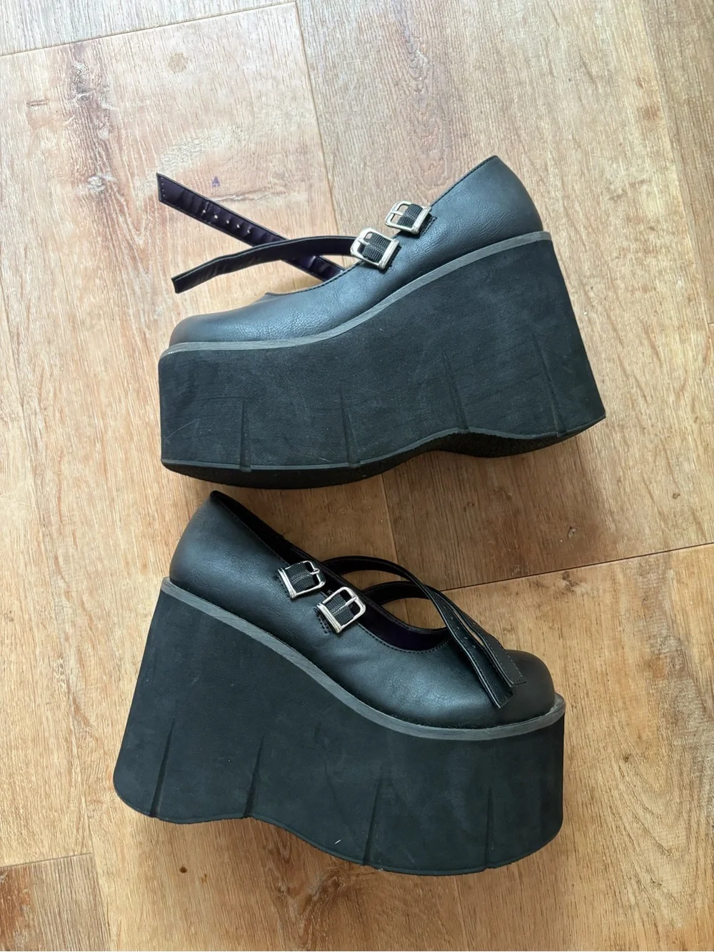 Demonia platform Mary Janes black