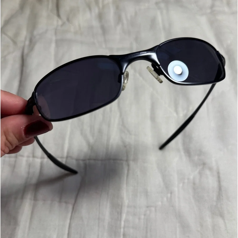 Vintage Oakley Square Wire 2.0 Sunglasses Matte Black Metal Vault Case & Bag Y2K