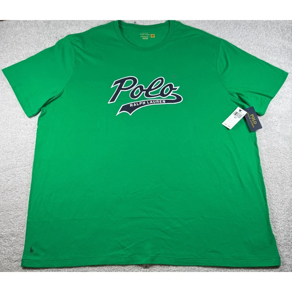 Polo Ralph Lauren T-Shirt HOLE Mens 4XLT Green Script Logo Short Sleeve Tee NWT