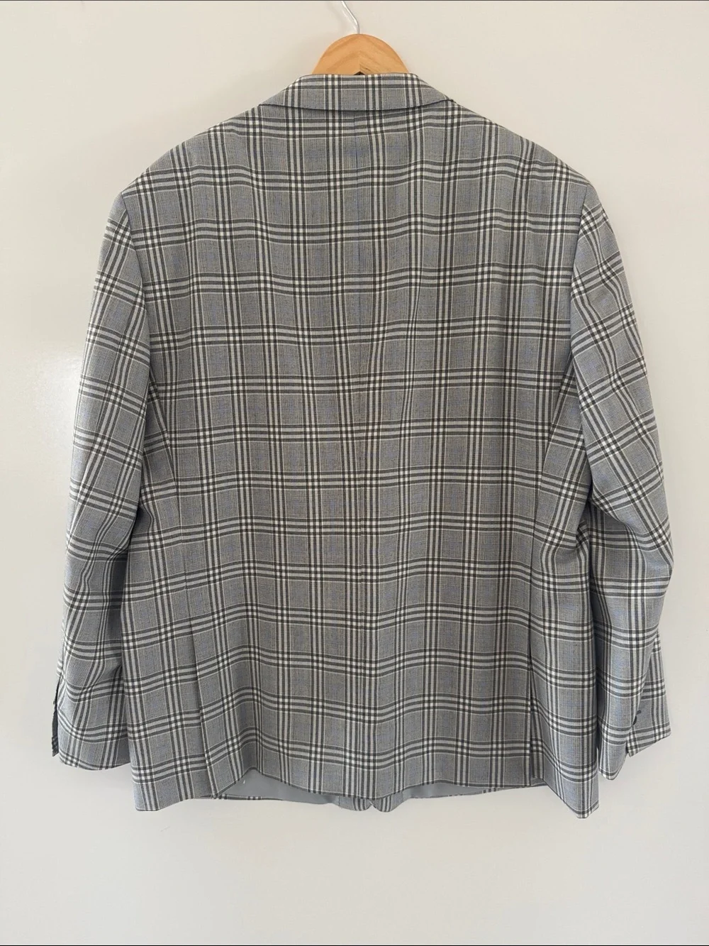 Roberto Rosso Plaid Blazer Mens 48 Regular Blue Wool Blend 2 Button