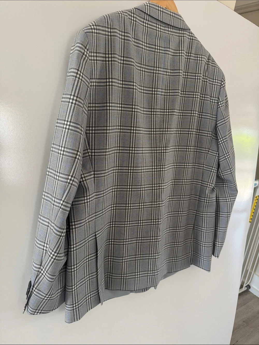 Roberto Rosso Plaid Blazer Mens 48 Regular Blue Wool Blend 2 Button
