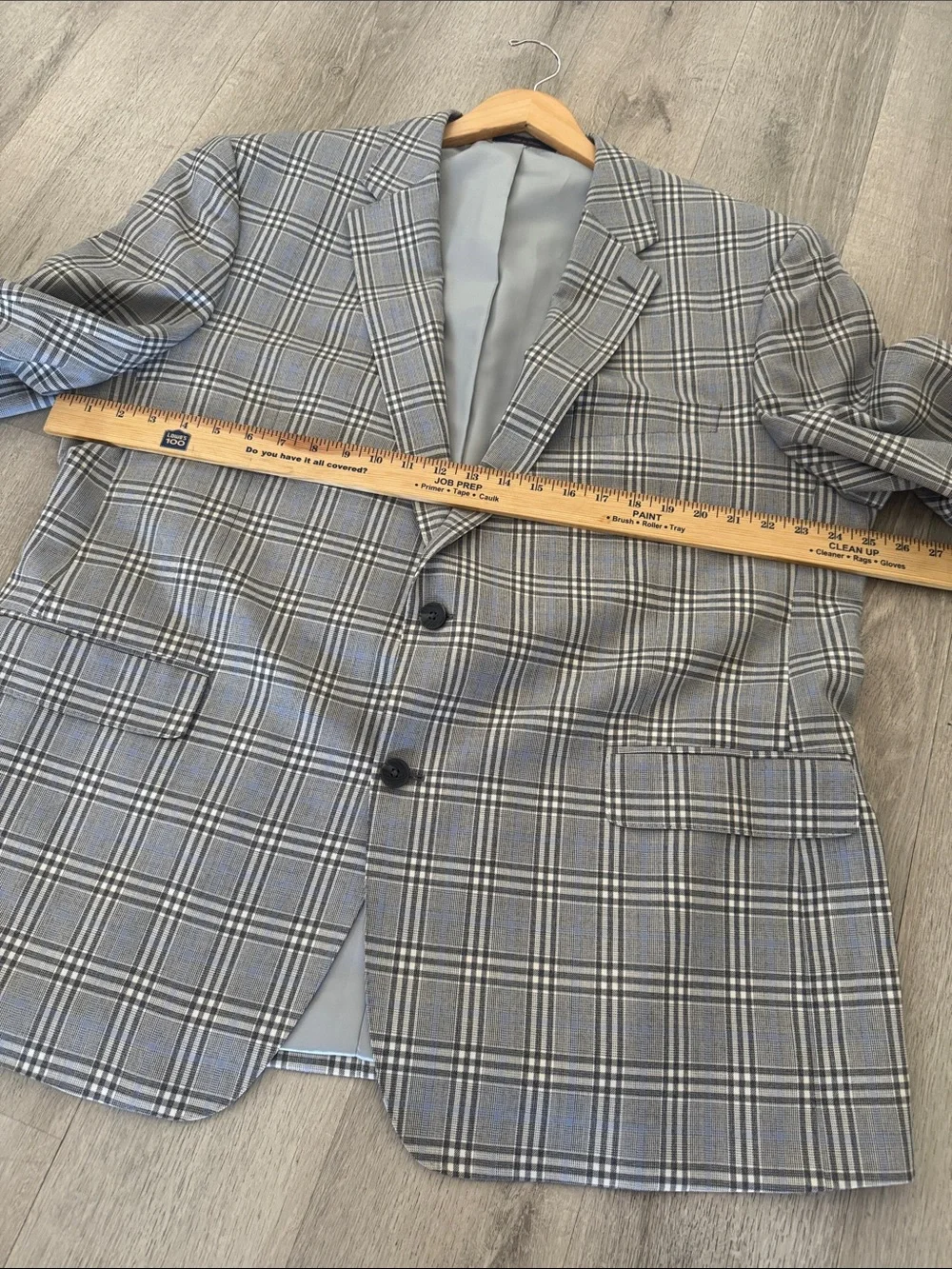 Roberto Rosso Plaid Blazer Mens 48 Regular Blue Wool Blend 2 Button