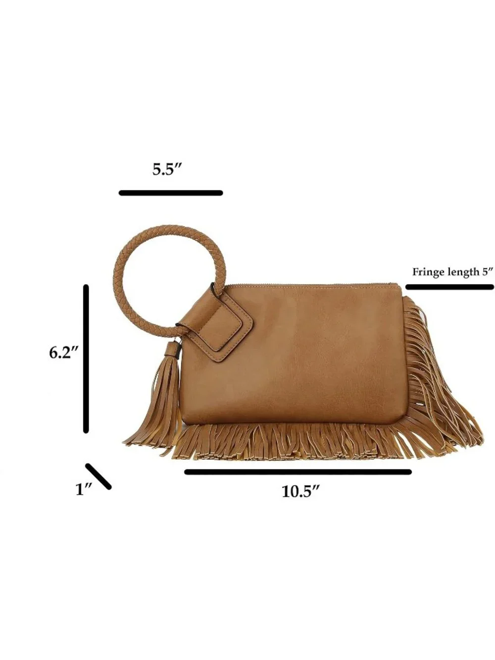 Women Blush Fringe Leather Formal Purse Wristlet Wallet Casual Evening Handbag