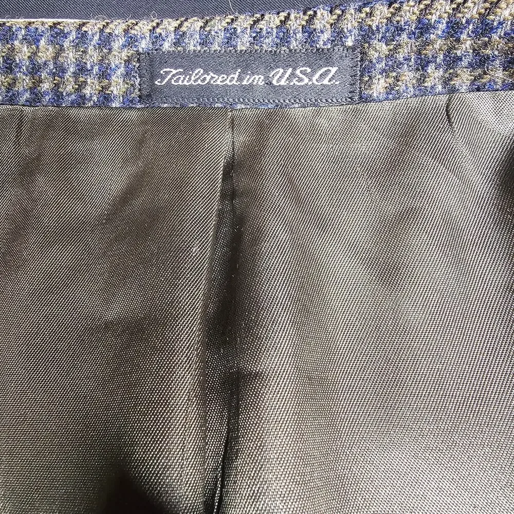 Vintage Woolrich Men's Wool Blend Blazer Sport Coat Gray Houndstooth Size L