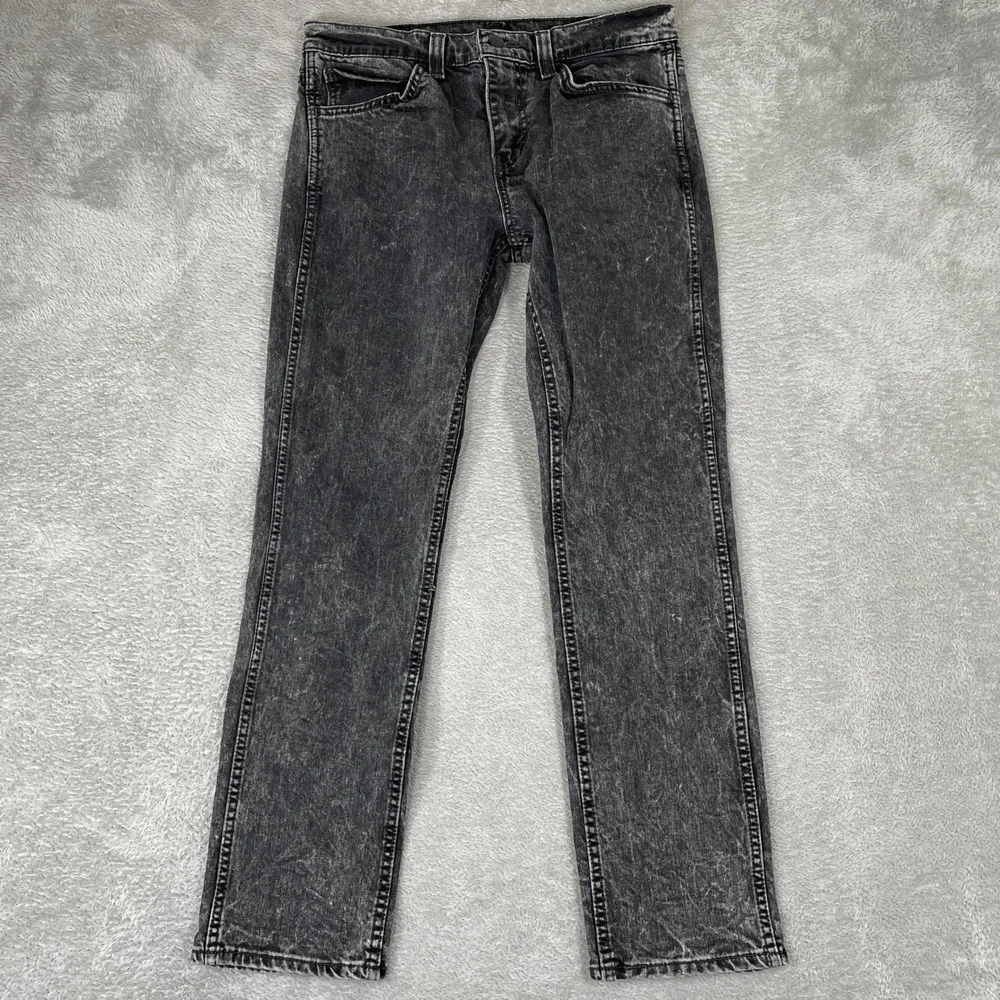 Levi 511 Slim Fit‎ Jeans Mens 31x29 Black Acid Wash Stretch Denim Grunge Skater