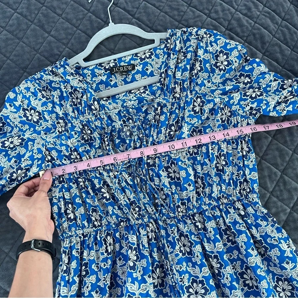 J. Crew Dress Women’s XS Blue Floral Mini Lace Neck Long Sleeve HH