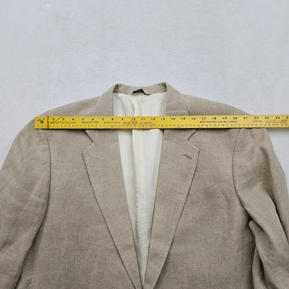 Eddie Bauer Blazer Mens 48R Tan Linen 2 Button Sport Coat Tall‎ Coastal Preppy