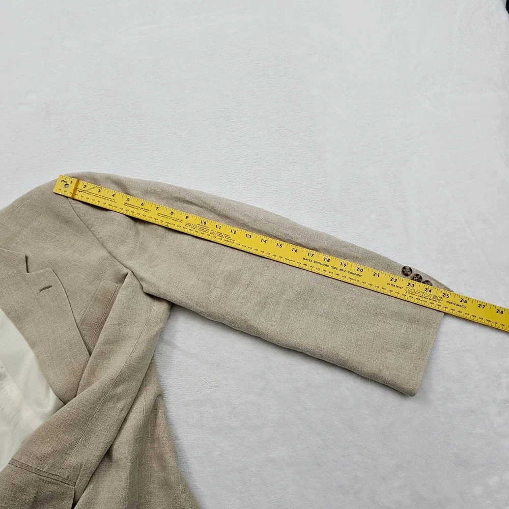 Eddie Bauer Blazer Mens 48R Tan Linen 2 Button Sport Coat Tall‎ Coastal Preppy