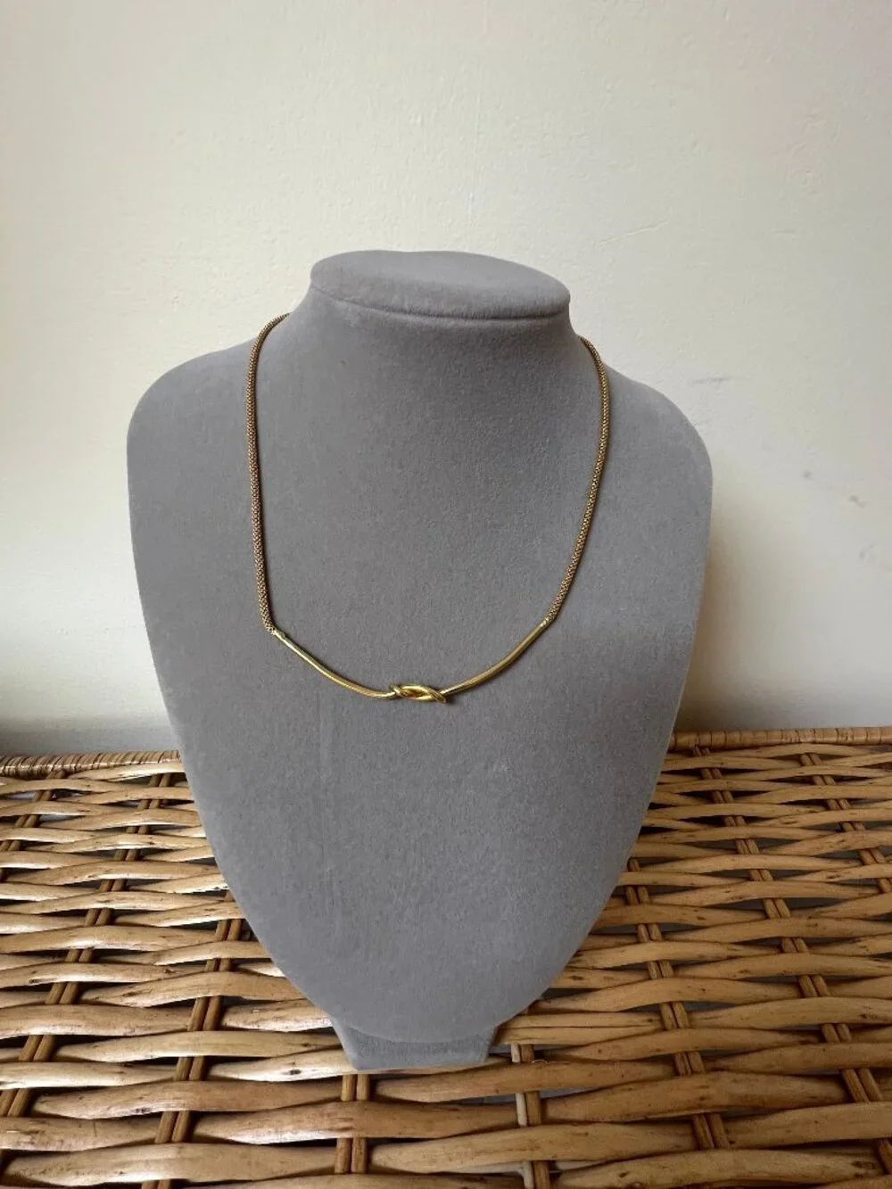 12K Gold Filled Snake Chain Love Knot Necklace 14