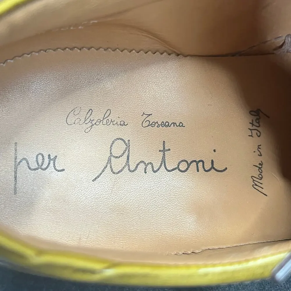 Per Antoni by Calzoleria Toscana Italian Yellow Patina Oxfords Size 44 US 10.5
