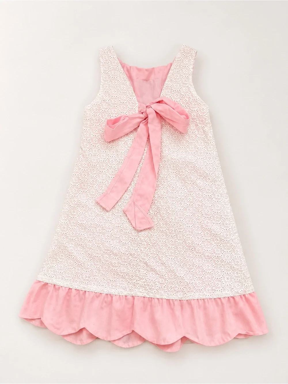 Chantilly Place Girls Eyelet Dress Sz 6 White Pink Sleeveless Easter Party Dress
