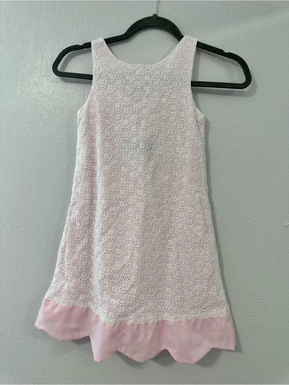 Chantilly Place Girls Eyelet Dress Sz 6 White Pink Sleeveless Easter Party Dress