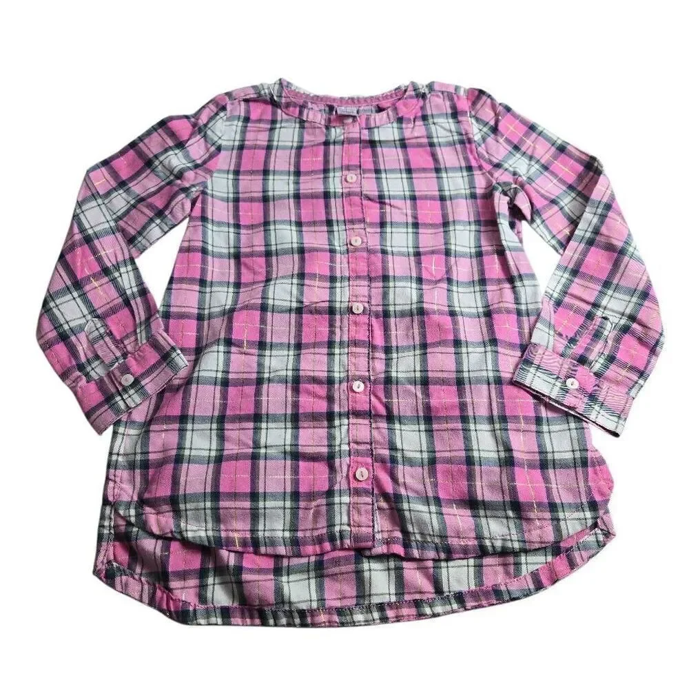 Carter's pink gold plaid buttondown shirt 8