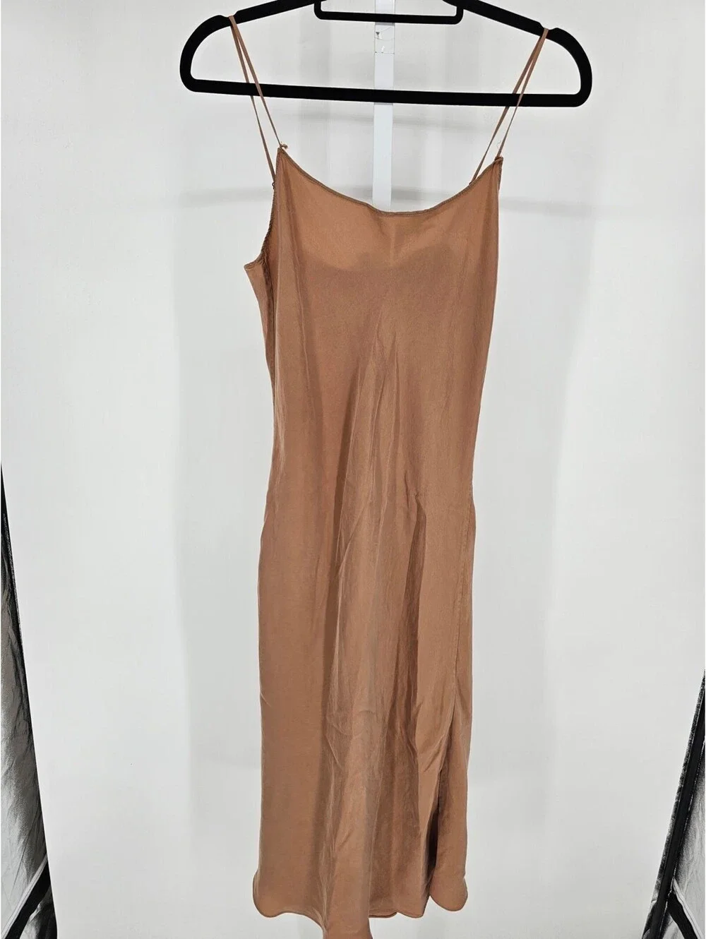 J Crew Womens Sz 4 Midi length Slip Dress Solid Beige Spaghetti Strap